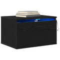 vidaXL Bedside Cabinets with LED Lights 2 pcs Wall-Mounted Black Oak