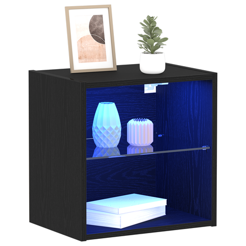 vidaXL Floating Shelf Black Oak 40x28,5x40 cm Engineered Wood
