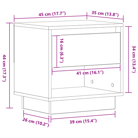 vidaXL Bedside Cabinet Old Wood 45x34x44 cm Engineered Wood
