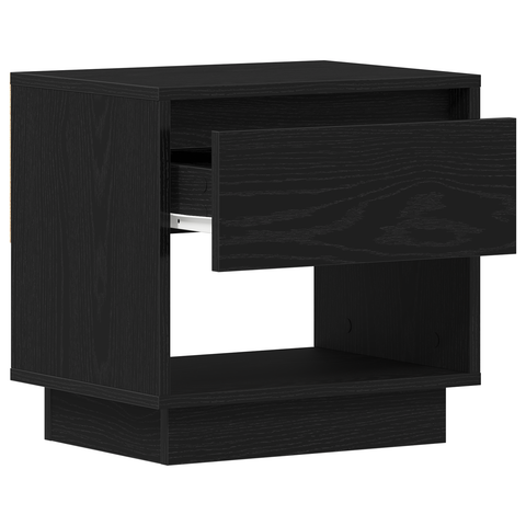 vidaXL Bedside Cabinet Black Oak 45x34x48 cm Engineered Wood