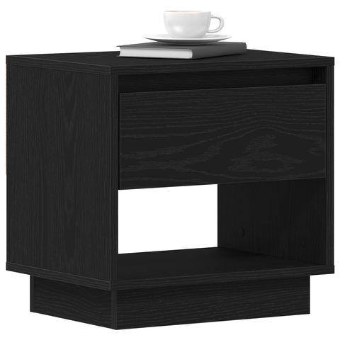 vidaXL Bedside Cabinet Black Oak 45x34x48 cm Engineered Wood