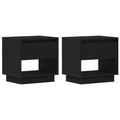 vidaXL Bedside Cabinet 2 pcs Black Oak 45x34x49 cm Engineered Wood