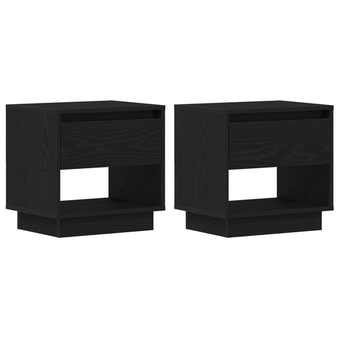 vidaXL Bedside Cabinet 2 pcs Black Oak 45x34x49 cm Engineered Wood