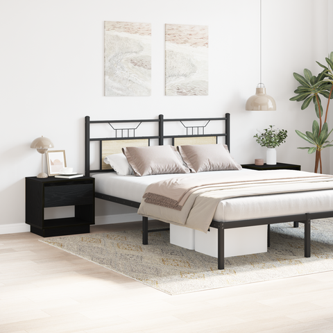 vidaXL Bedside Cabinet 2 pcs Black Oak 45x34x49 cm Engineered Wood
