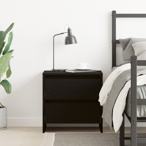 vidaXL Bedside Cabinet Black Oak 45x34x44,5 cm Engineered Wood