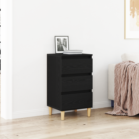 vidaXL Bedside Cabinet Black Oak 40x35x70 cm Engineered Wood