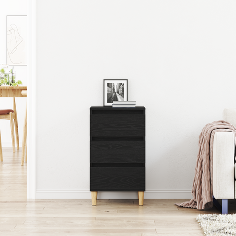 vidaXL Bedside Cabinet Black Oak 40x35x70 cm Engineered Wood