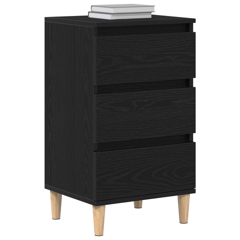 vidaXL Bedside Cabinet Black Oak 40x35x70 cm Engineered Wood