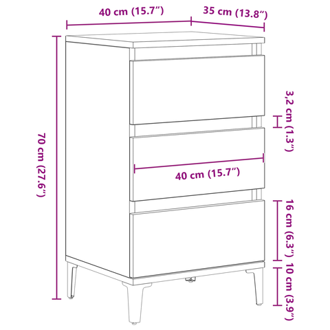 vidaXL Bedside Cabinet Artisan Oak 40x35x70 cm Engineered Wood