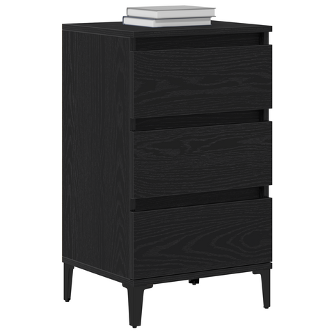 vidaXL Bedside Cabinet Black Oak 40x35x70 cm Engineered Wood