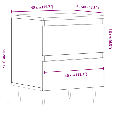 vidaXL Bedside Cabinet Artisan Oak 40x35x50 cm Engineered Wood