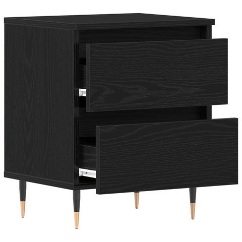 vidaXL Bedside Cabinet Black Oak 40x35x50 cm Engineered Wood