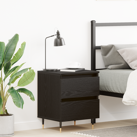 vidaXL Bedside Cabinet Black Oak 40x35x50 cm Engineered Wood