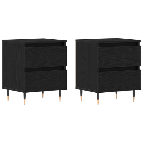 vidaXL Bedside Cabinets 2 pcs Black Oak 40x35x50 cm Engineered Wood