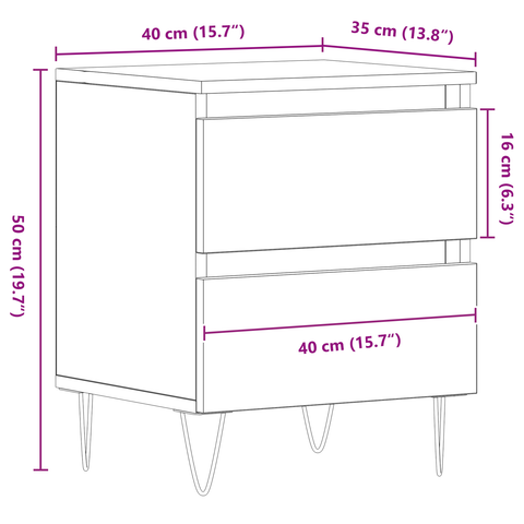 vidaXL Bedside Cabinets 2 pcs Artisan Oak 40x35x50 cm Engineered Wood