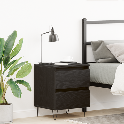 vidaXL Bedside Cabinet Black Oak 40x35x50 cm Engineered Wood