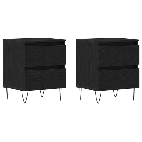 vidaXL Bedside Cabinets 2 pcs Black Oak 40x35x50 cm Engineered Wood