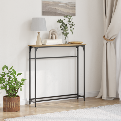 vidaXL Console Table Artisan Oak 75x19,5x75 cm Engineered Wood & Steel