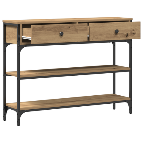 vidaXL Console Table Artisan Oak 100x25x75 cm Engineered Wood & Steel