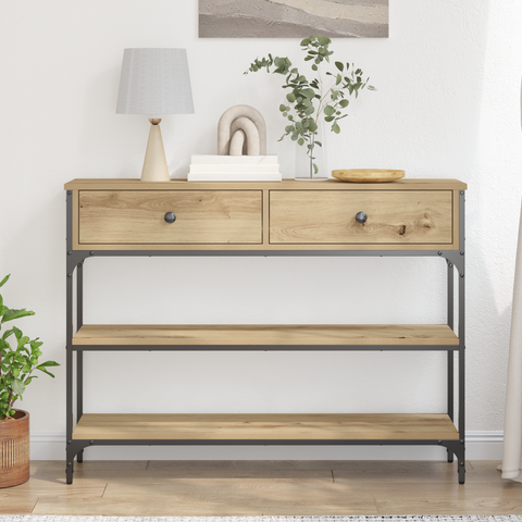vidaXL Console Table Artisan Oak 100x25x75 cm Engineered Wood & Steel