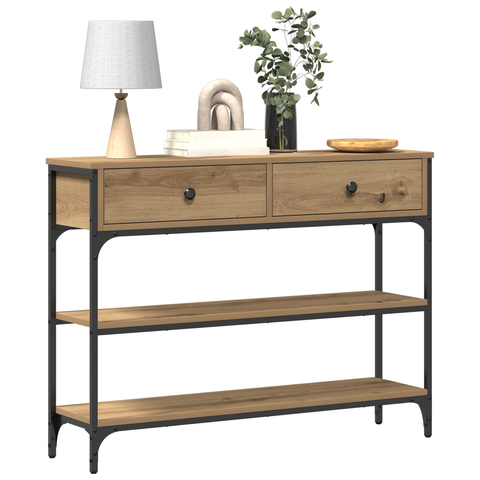 vidaXL Console Table Artisan Oak 100x25x75 cm Engineered Wood & Steel