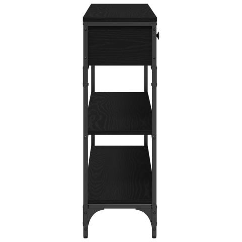 vidaXL Console Table Black Oak 100x25x75 cm Engineered Wood & Steel
