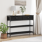 vidaXL Console Table Black Oak 100x25x75 cm Engineered Wood & Steel