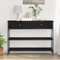 vidaXL Console Table Black Oak 100x25x75 cm Engineered Wood & Steel