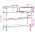 vidaXL Console Table Black Oak 100x25x75 cm Engineered Wood & Steel