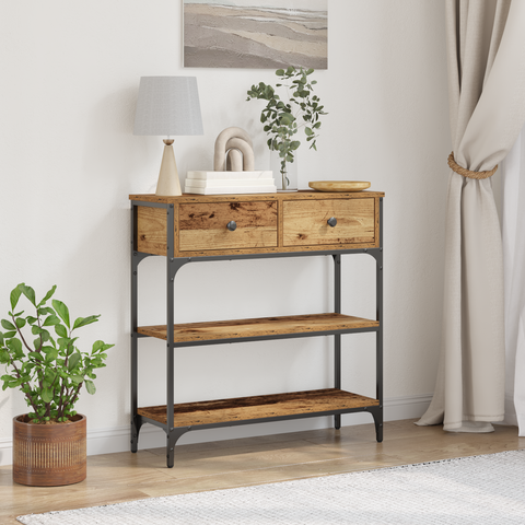 vidaXL Console Table Old Wood 72,5x25x75 cm Engineered Wood & Steel
