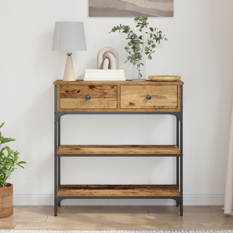 vidaXL Console Table Old Wood 72,5x25x75 cm Engineered Wood & Steel