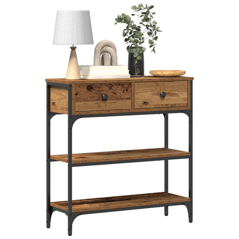 vidaXL Console Table Old Wood 72,5x25x75 cm Engineered Wood & Steel
