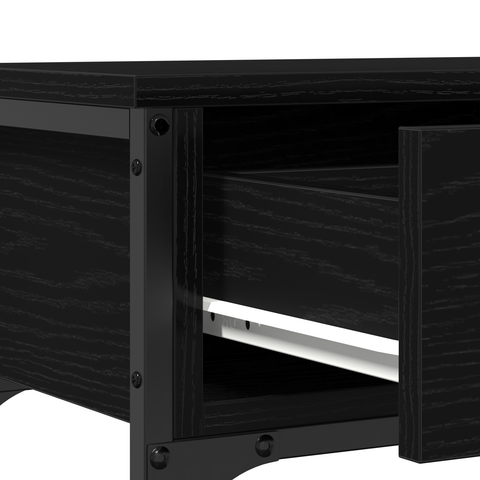 vidaXL Console Table Black Oak 72,5x25x75 cm Engineered Wood & Steel