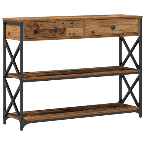 vidaXL Console Table Old Wood 100x28x75 cm Engineered Wood & Steel