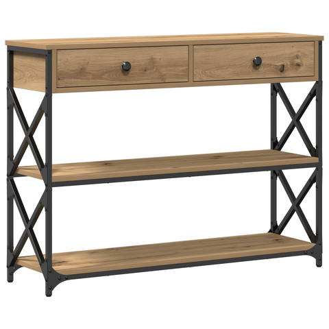 vidaXL Console Table Artisan Oak 100x28x75 cm Engineered Wood & Steel