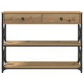 vidaXL Console Table Artisan Oak 100x28x75 cm Engineered Wood & Steel
