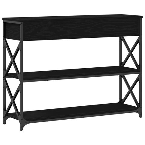 vidaXL Console Table Black Oak 100x28x75 cm Engineered Wood & Steel