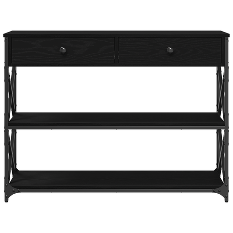 vidaXL Console Table Black Oak 100x28x75 cm Engineered Wood & Steel