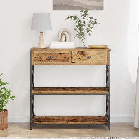 vidaXL Console Table Old Wood 75x28x75 cm Engineered Wood and Steel