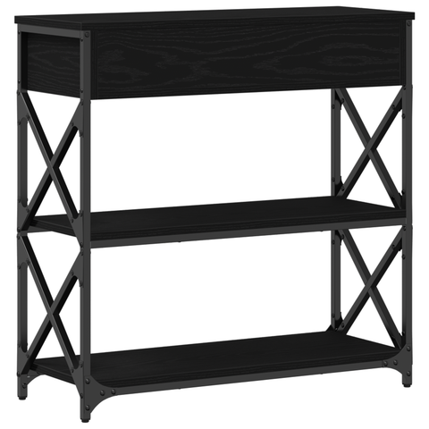 vidaXL Console Table Black Oak 75x28x75 cm Engineered Wood and Steel