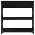 vidaXL Console Table Black Oak 75x28x75 cm Engineered Wood and Steel