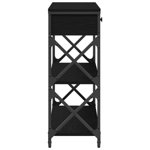 vidaXL Console Table Black Oak 75x28x75 cm Engineered Wood and Steel