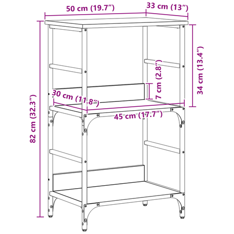 vidaXL Bookshelf Black Oak 50x33x82 cm Engineered Wood and Steel