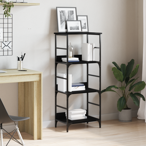 vidaXL Bookshelf Black Oak 50x33x117,5 cm Engineered Wood and Steel