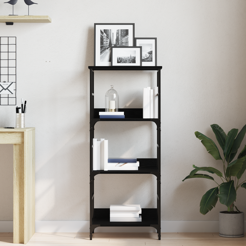 vidaXL Bookshelf Black Oak 50x33x117,5 cm Engineered Wood and Steel