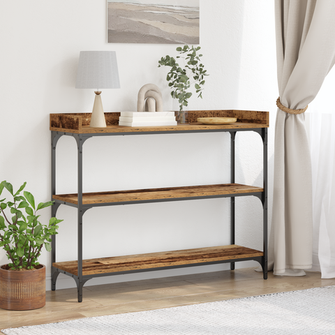 vidaXL Console Table Old Wood 100x30x80 cm Engineered Wood and Steel
