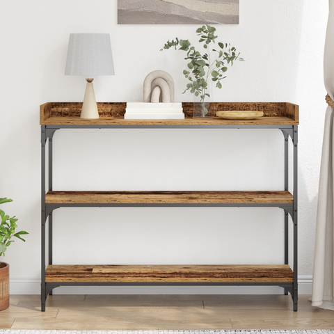 vidaXL Console Table Old Wood 100x30x80 cm Engineered Wood and Steel