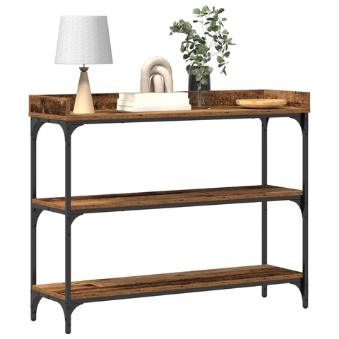 vidaXL Console Table Old Wood 100x30x80 cm Engineered Wood and Steel