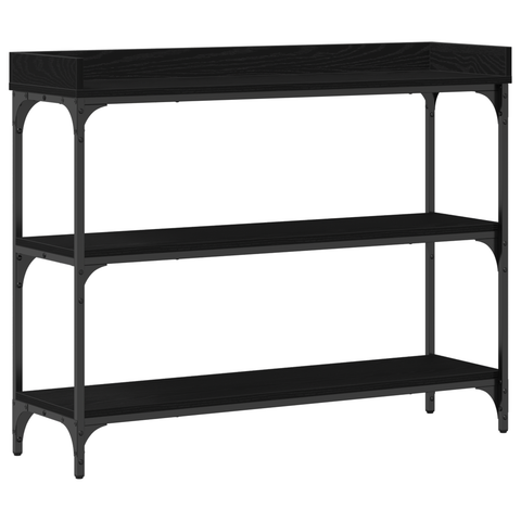 vidaXL Console Table Black Oak 100x30x80 cm Engineered Wood and Steel