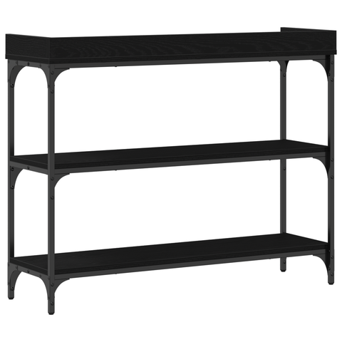 vidaXL Console Table Black Oak 100x30x80 cm Engineered Wood and Steel